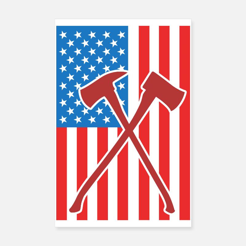 Drapeau de Fire Fighting USA Poster 20 x 30 cm