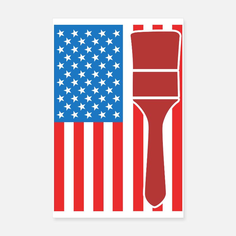 Peintre drapeau des États-Unis Poster 20 x 30 cm