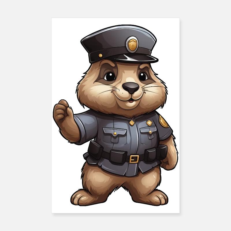 Marmotte Policier Poster 20 x 30 cm