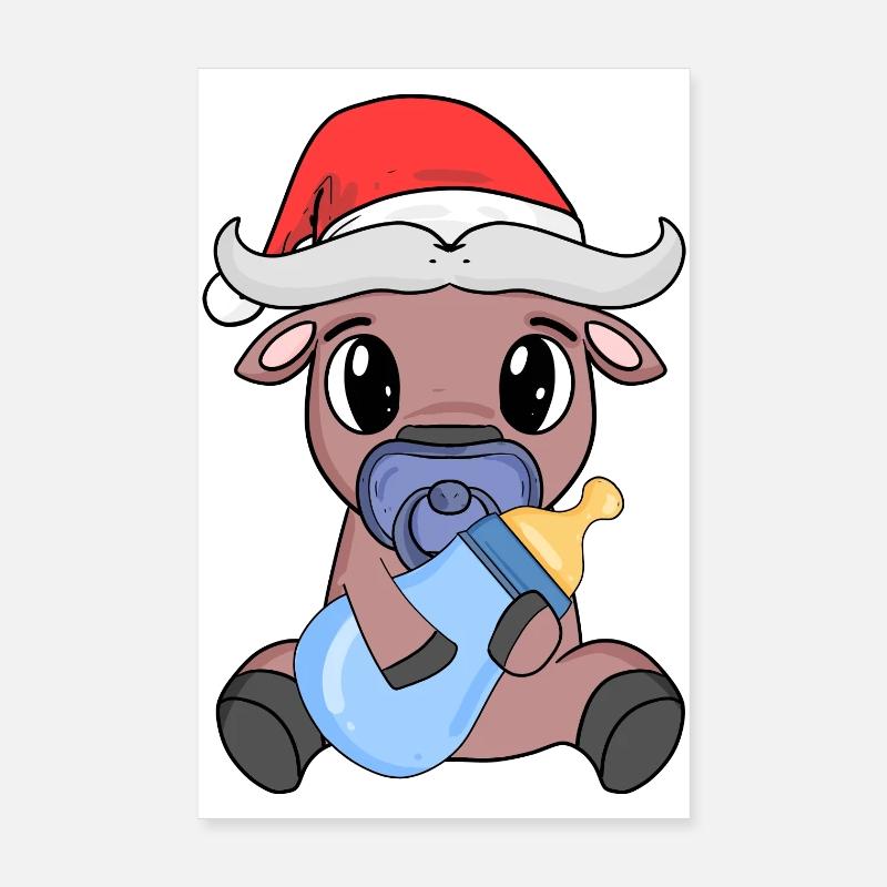 Bœuf bébé Noël Poster 20 x 30 cm