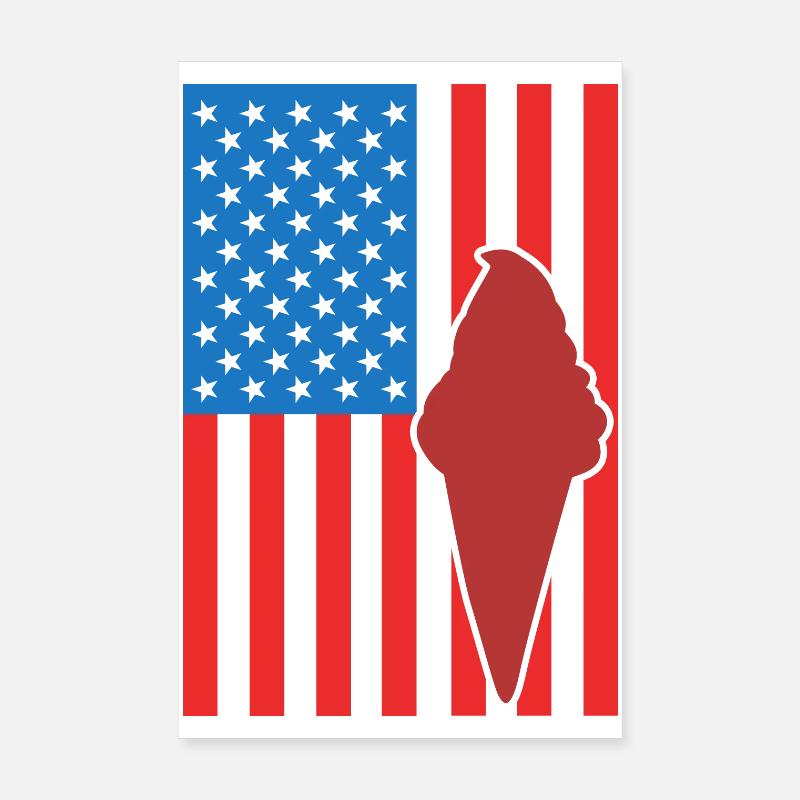 Ice Cream U.S. Flag Poster 8" x 12" (20x30 cm)