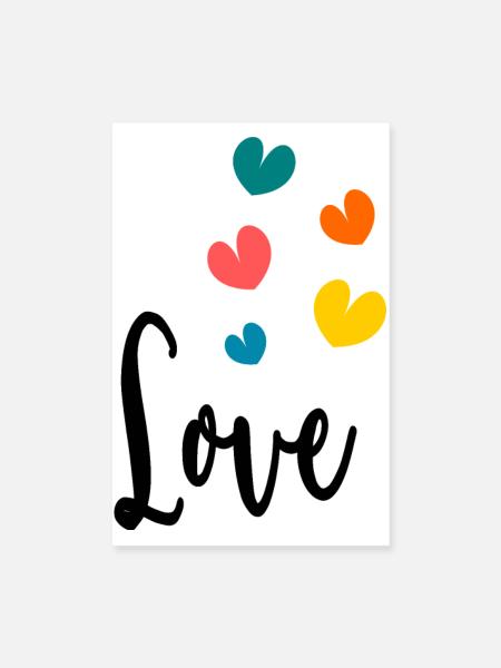 COEUR. COUPLE. JUST MARRIED. EVJF. SAINT VALENTIN. - Poster 20 x 30 cm - blanc - Devant