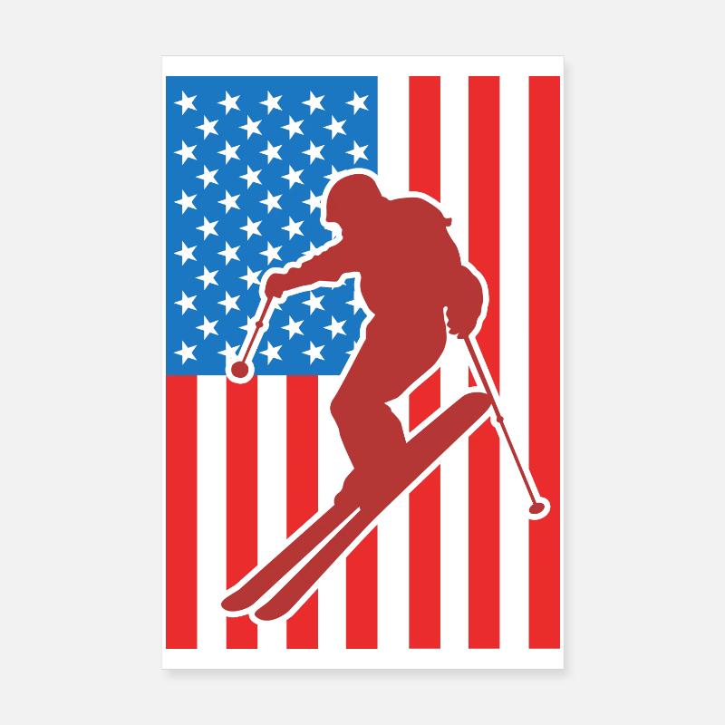 Ski Drapeau des États-Unis Poster 20 x 30 cm