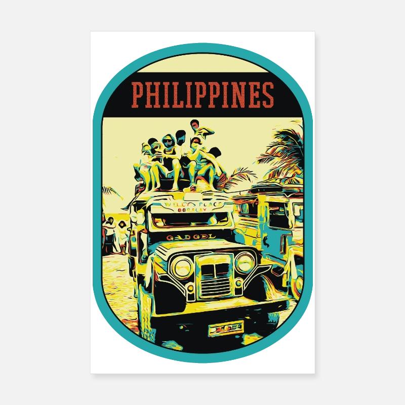 Jeepney Coloré : Symbole Vivant des Philippines Poster 20 x 30 cm