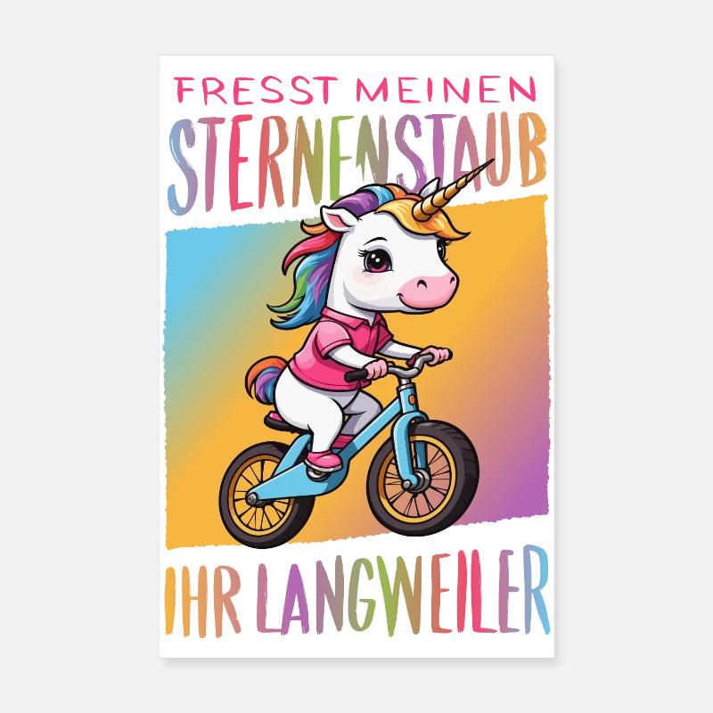 Licorne mignonne à vélo Poster 20 x 30 cm
