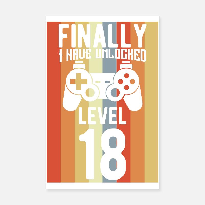 Level 18 Unlocked Poster 8" x 12" (20x30 cm)