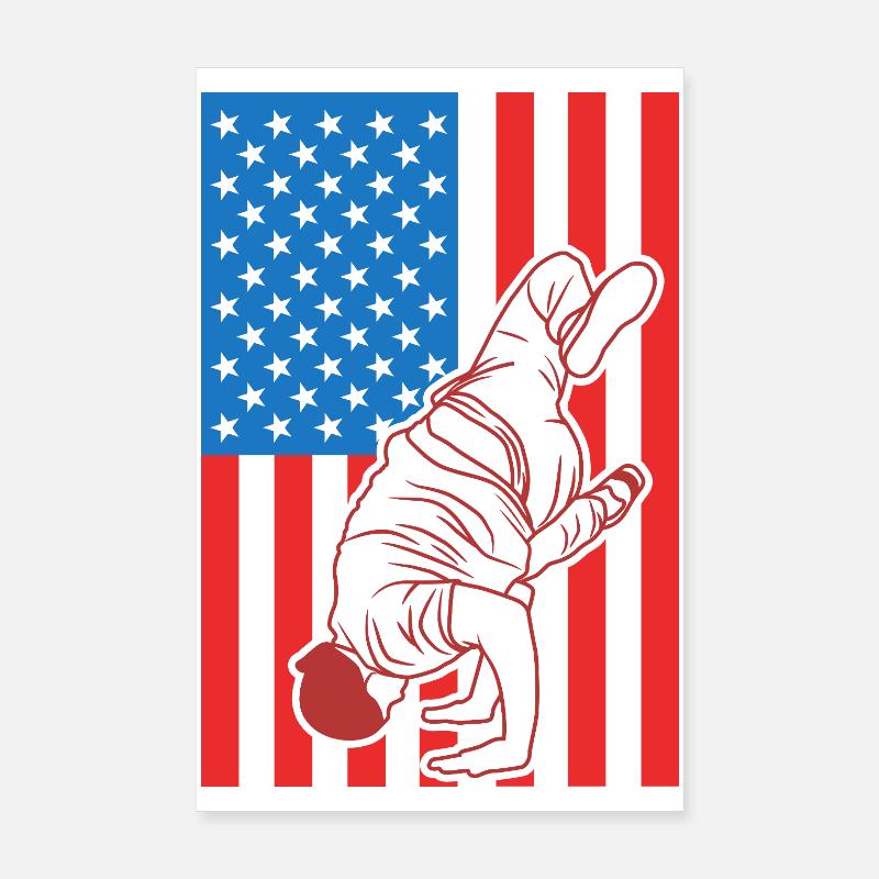 Breakdance USA Flag Poster 8" x 12" (20x30 cm)