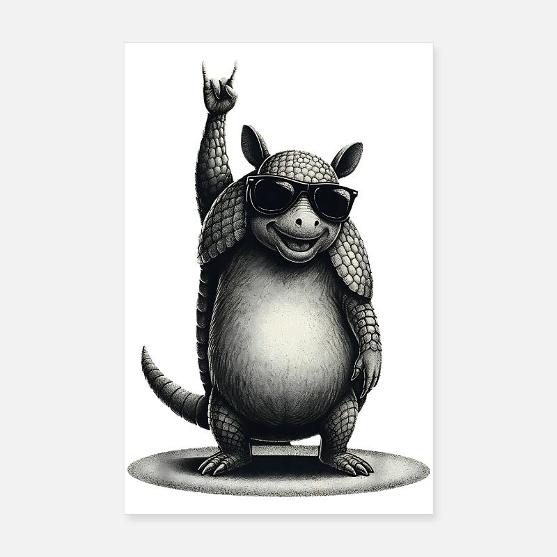 Cool Armadillo Rock Hand Design Poster 20 x 30 cm