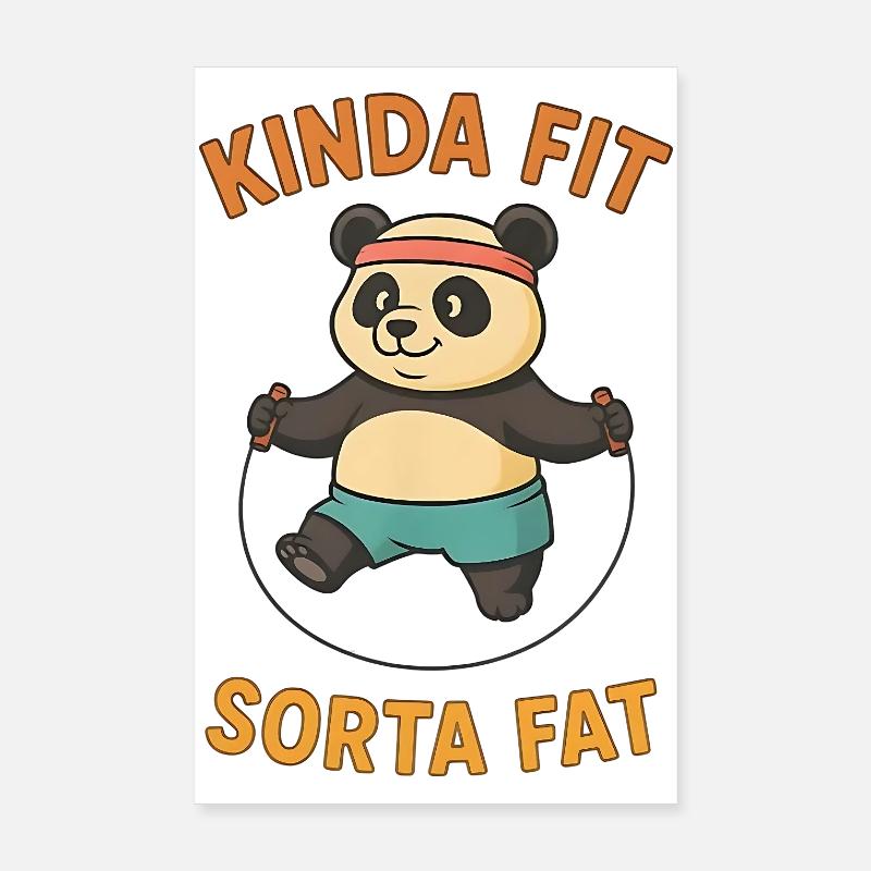 Kinda Fit Sorta Fat Drôle Gym Mignon Hippopotame Rétro Poster 20 x 30 cm