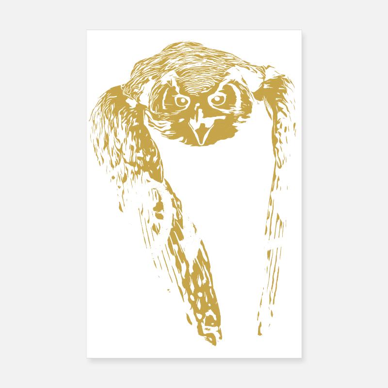 Illustration hibou calligraphie moderne Poster 20 x 30 cm
