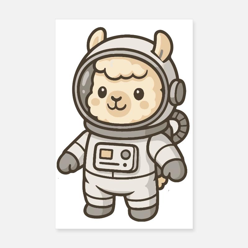 Cute Llama Astronaut Print Poster 8" x 12" (20x30 cm)