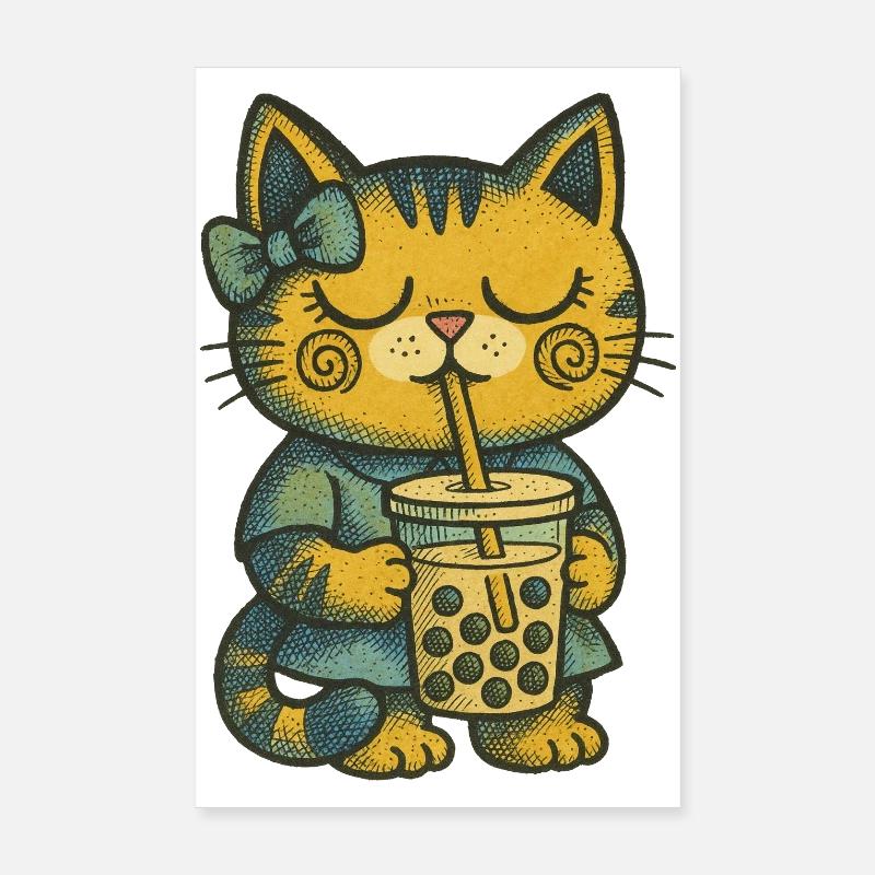 Bubble Tea Chat Cozy Charm Poster 20 x 30 cm