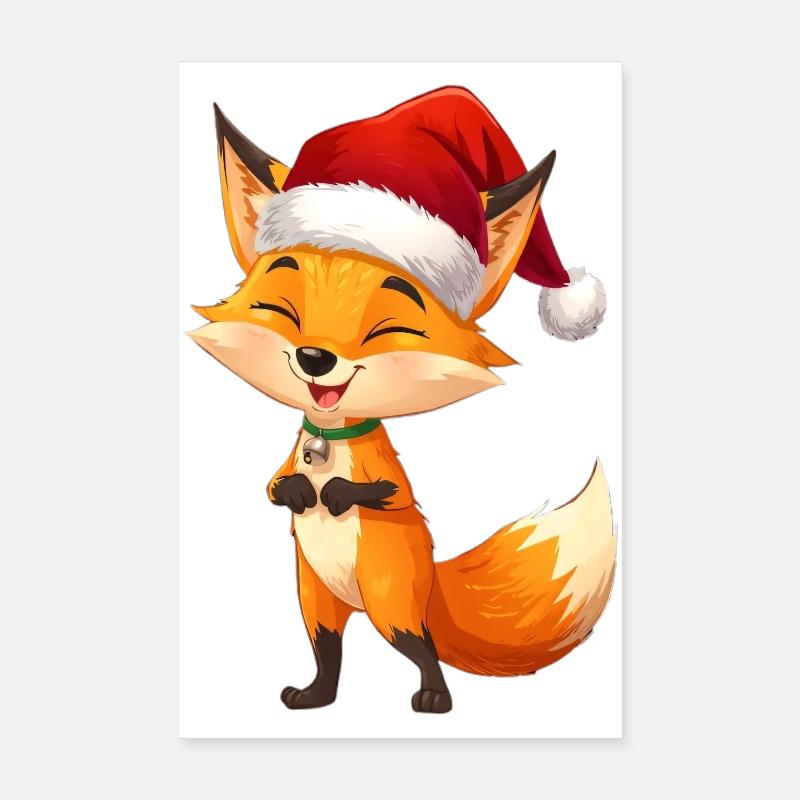 Fuchs mit Santa Hut Poster 20x30 cm