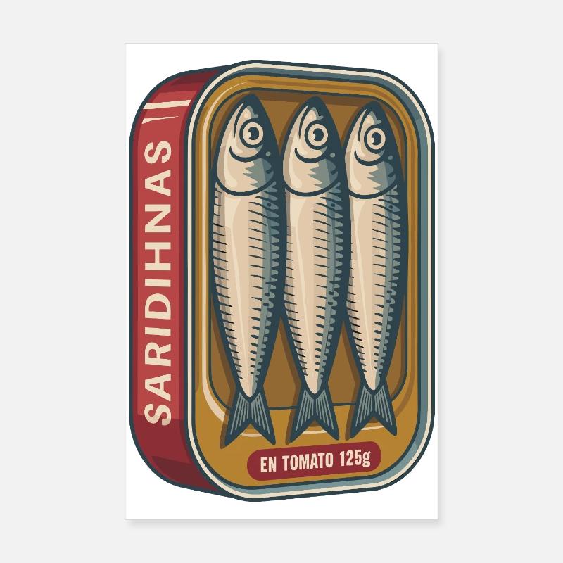 Retro Sardinen Dose mit Tomaten Poster 20x30 cm