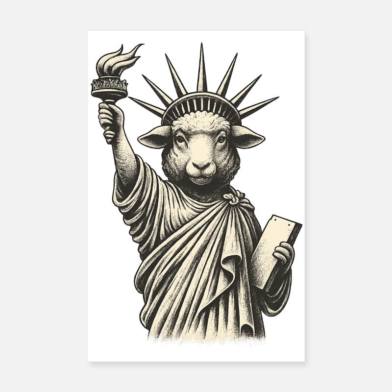 Freiheits-Schaf-Statue - Poster 20x30 cm - Weiß