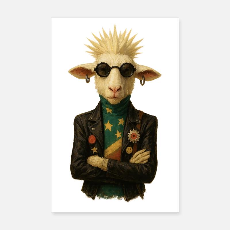 Punkgoat mit Sternenband Poster 20x30 cm