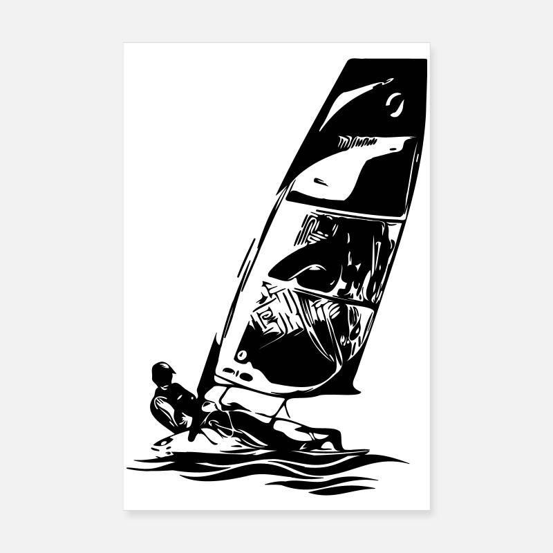 Skiff ouvert Dériveur à voile Régate de voiliers Enfants - Poster 20 x 30 cm - blanc