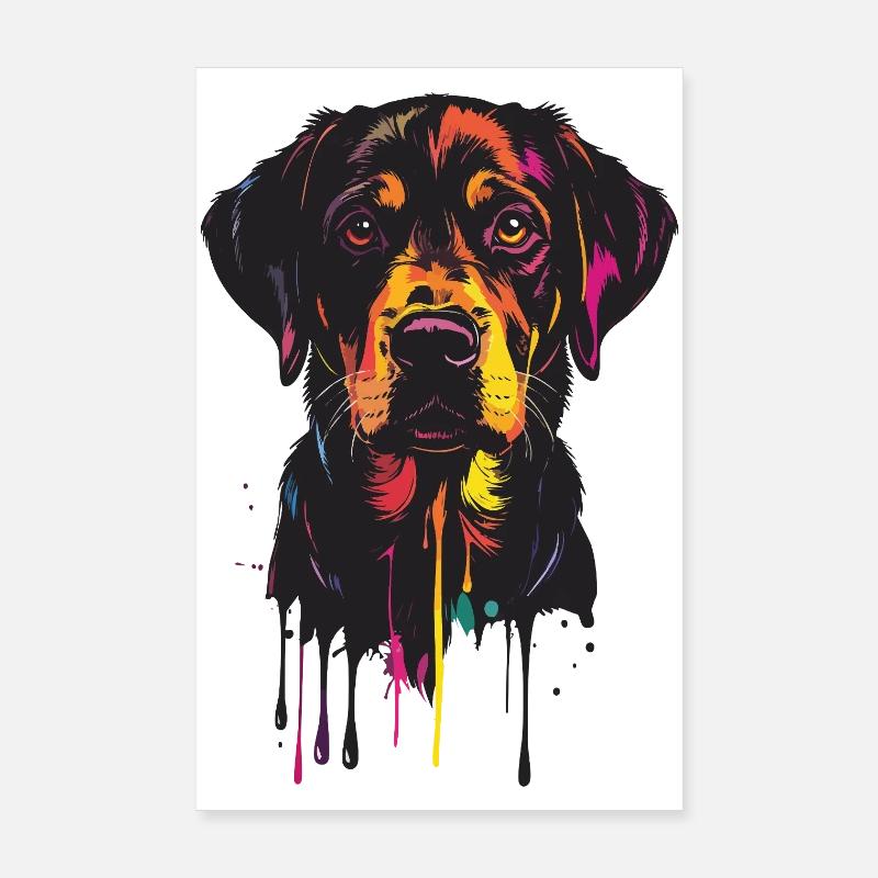 Buntes Hundeportrait Tropfen Poster 20x30 cm