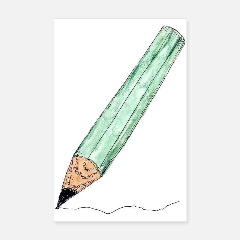 Mintgrüner Bleistift - Skizze Poster 20x30 cm