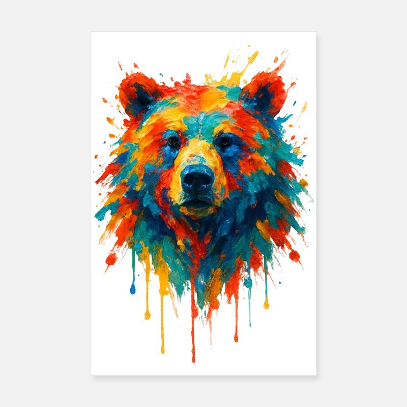 Bär im Splatter-Dynamik-Gemälde Poster 20x30 cm