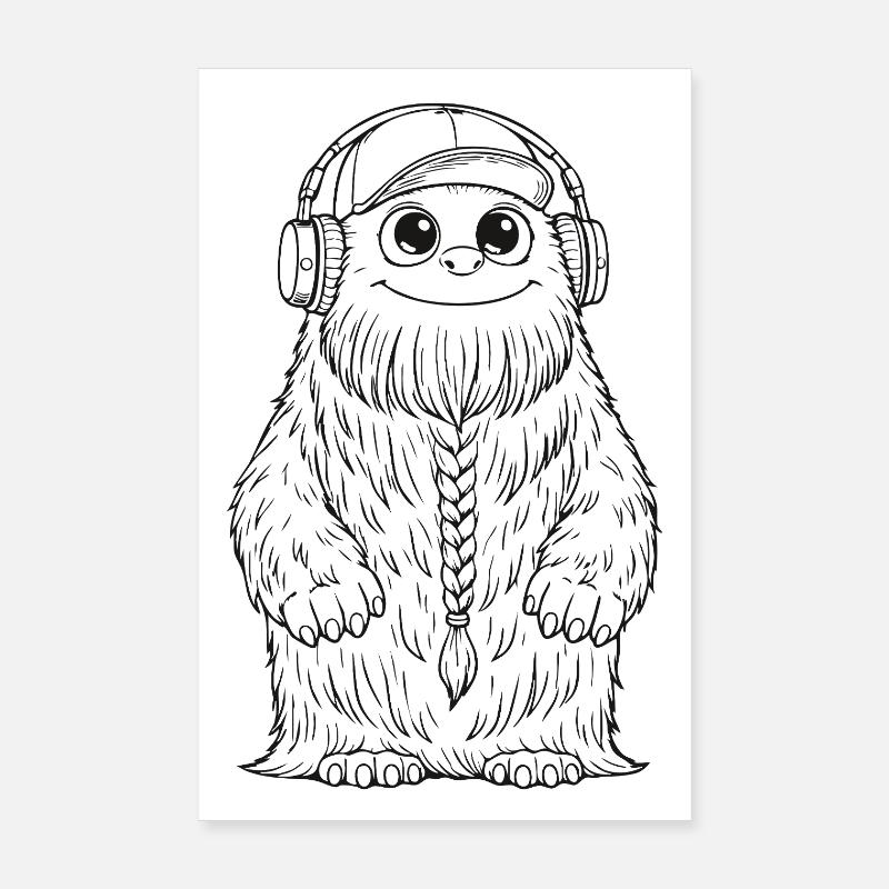 Fluffo avec tresse devant - Fluffonster design noir Poster 20 x 30 cm