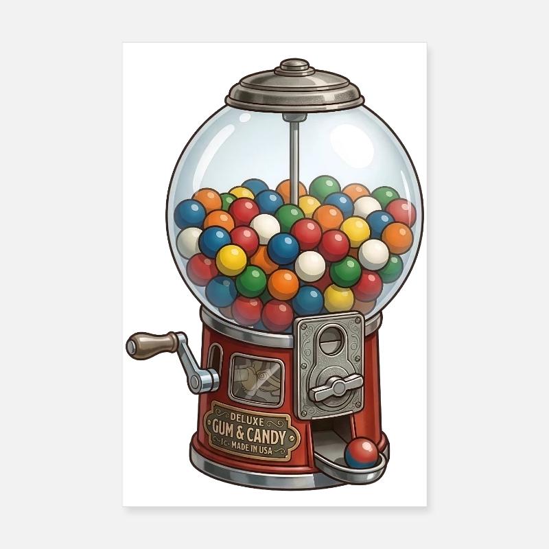 Chewing-gum et bonbons vintage de la machine à boules de chewing-gums Poster 20 x 30 cm