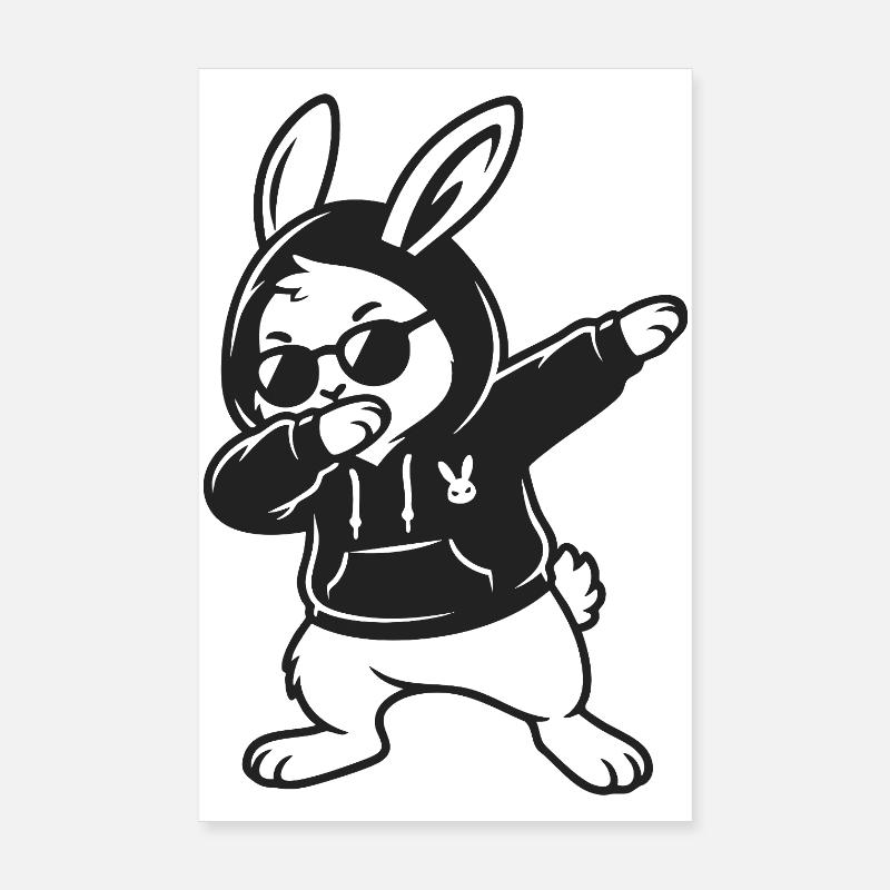 Lapin de Pâques qui tappe Cool Bunny Pâques drôle Poster 20 x 30 cm