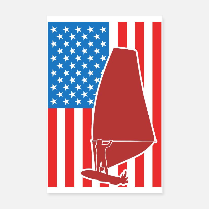 Planche à voile aux États-Unis 4 juillet Poster 20 x 30 cm