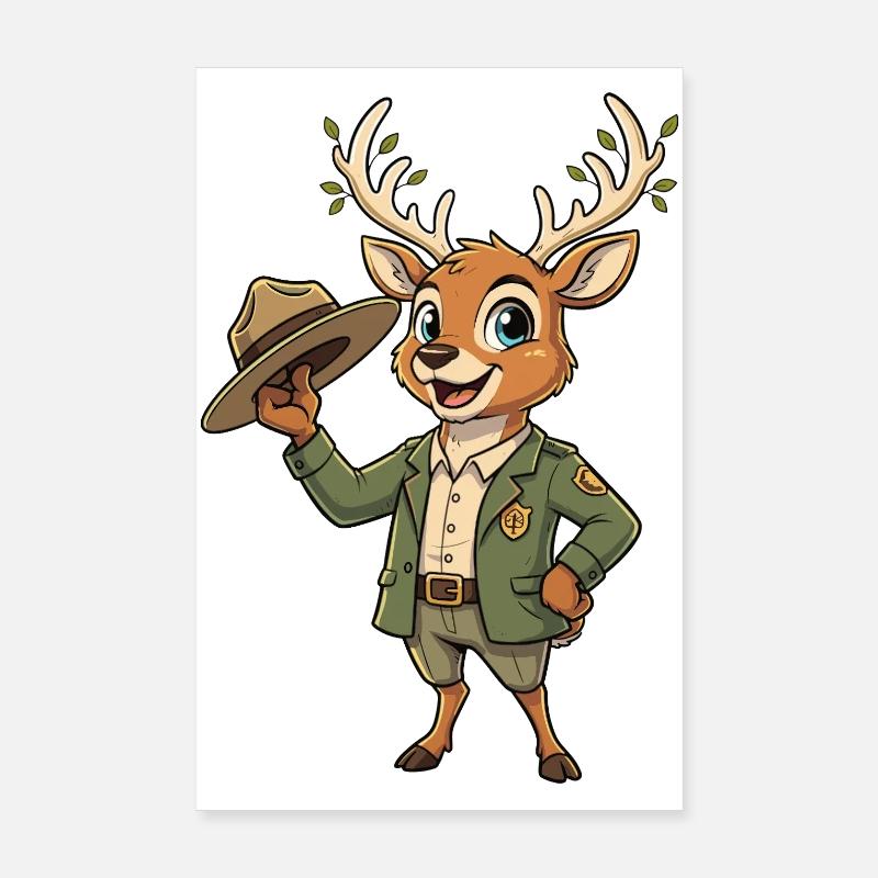 Forest Trail Ranger Deer Poster 8" x 12" (20x30 cm)