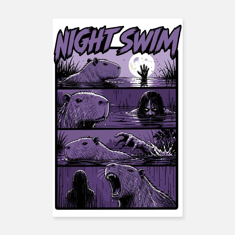 Dark Swamp Capybara Horror Poster 8" x 12" (20x30 cm)
