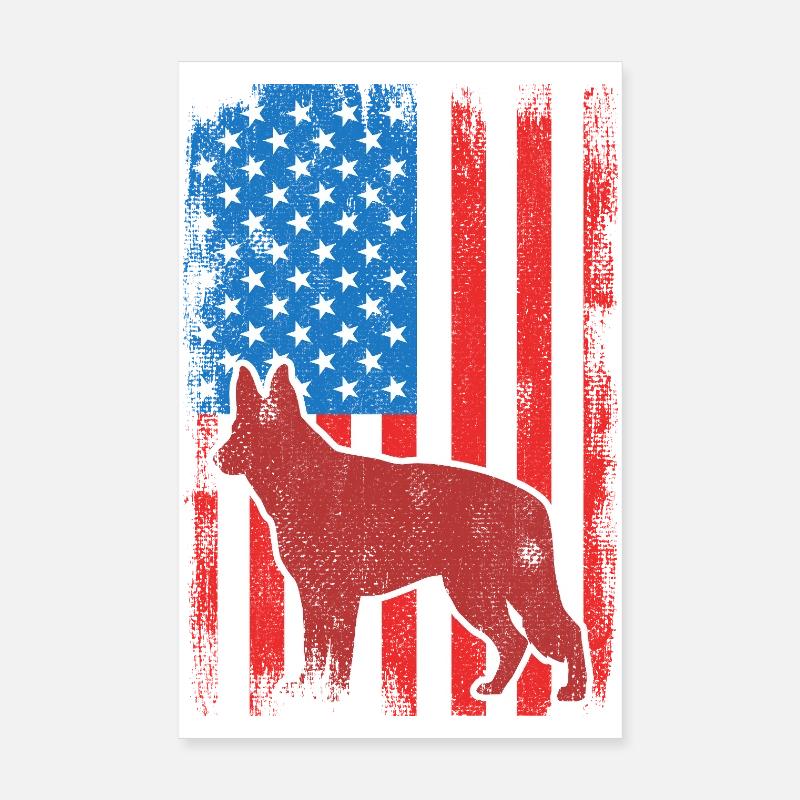 US Patriotic Shepherd Dog Poster 8" x 12" (20x30 cm)