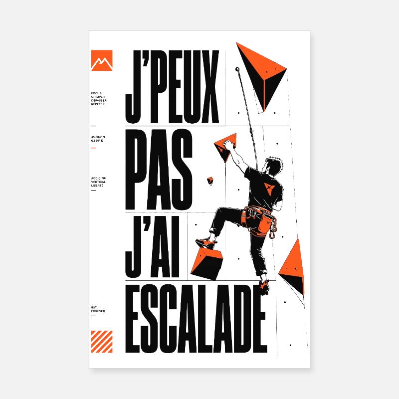J’Peux Pas J’Ai Escalade Minimaliste Poster 20 x 30 cm