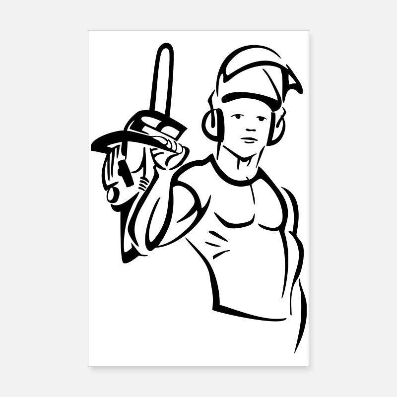 Élagueur à la tronçonneuse Poster 20 x 30 cm