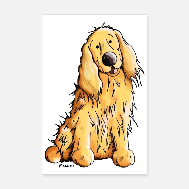 Happy Cocker Spaniel - Poster 20x30 cm - Weiß