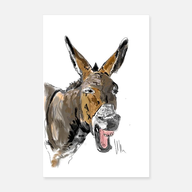 Esel Donkey Âne - Poster 20x30 cm - Weiß