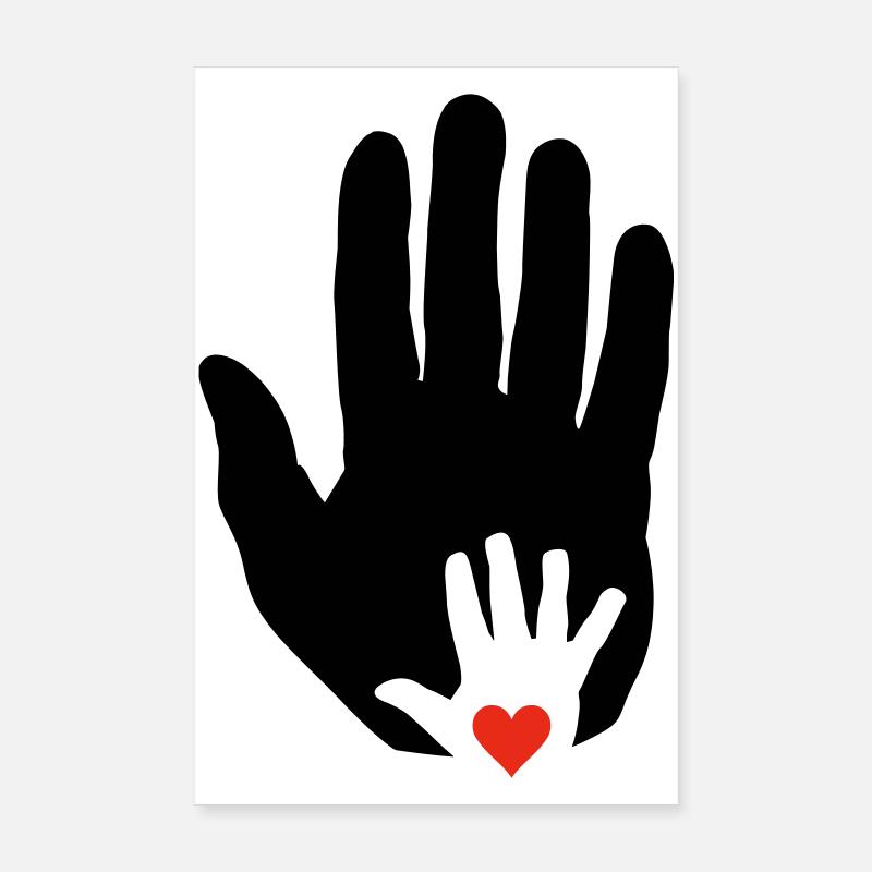 Cœur dans la main de bébé dans la main plus âgée! Poster 20 x 30 cm