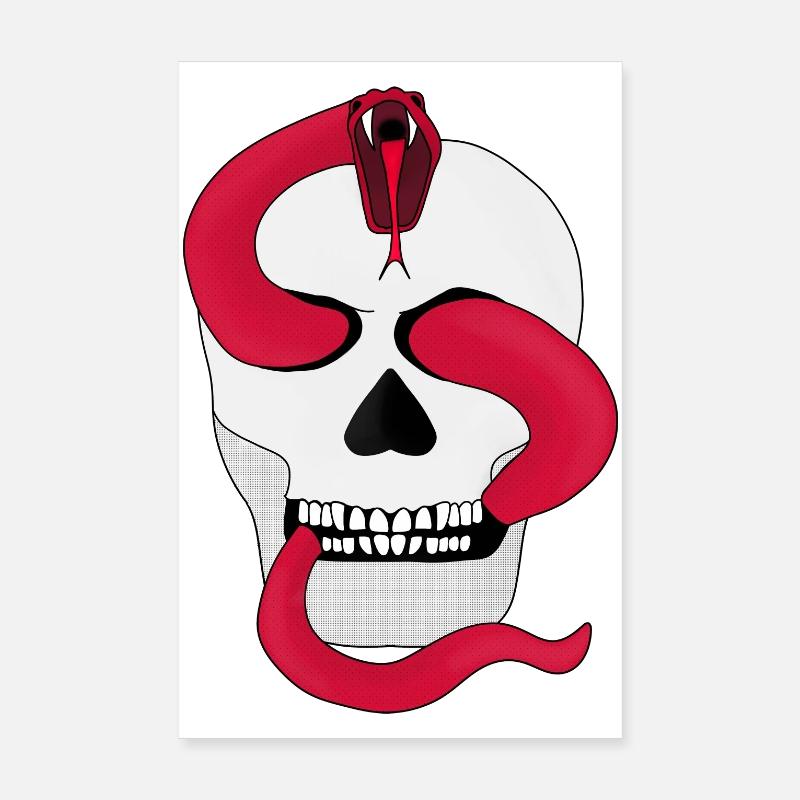 Le serpent rouge et le crâne Poster 20 x 30 cm