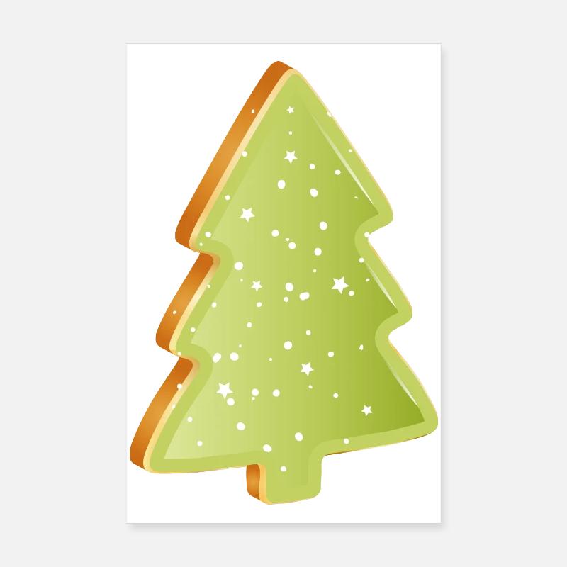 Biscuits au sapin de Noël avec glaçage vert Poster 20 x 30 cm