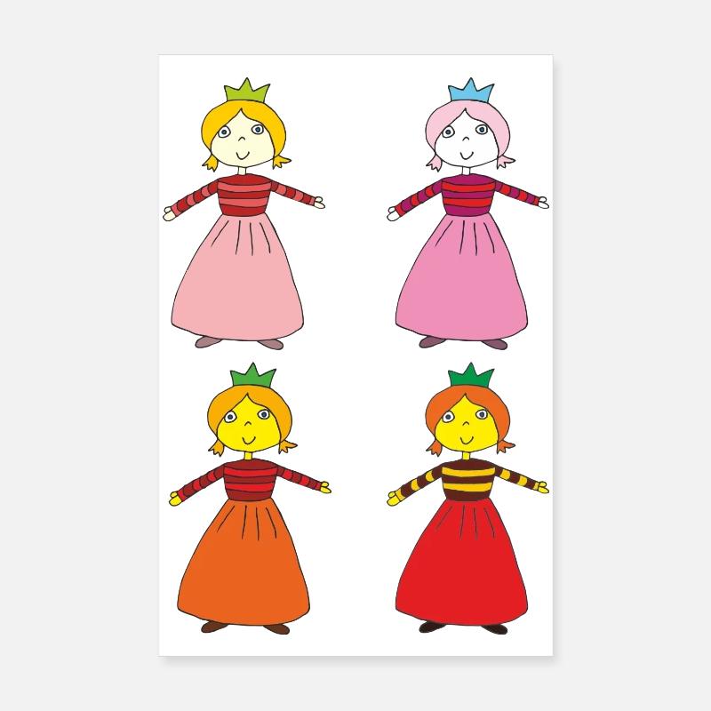 Princesses 4 fois Poster 20 x 30 cm