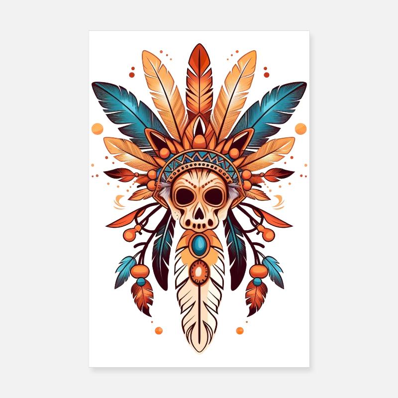 Sun Feathers Skull Poster 8" x 12" (20x30 cm)