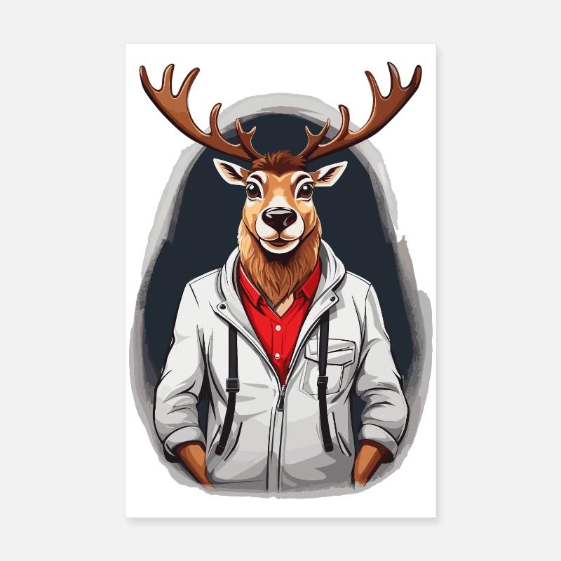 Cool Reindeer Poster 8" x 12" (20x30 cm)