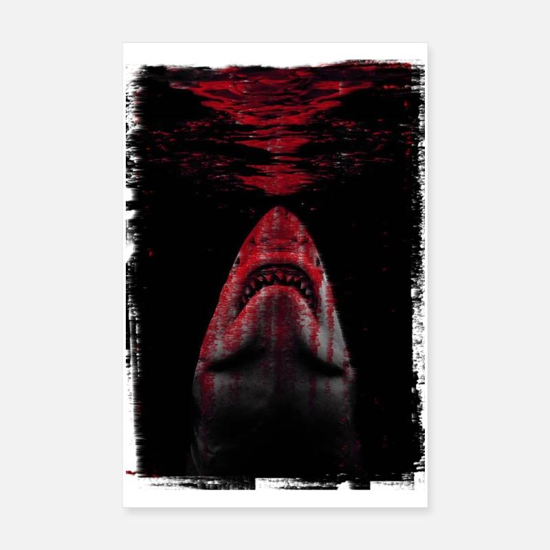 Le requin - Poster 20 x 30 cm - blanc