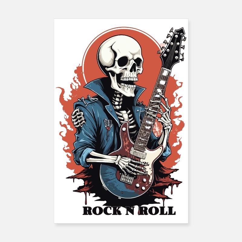 Rock 'n' Roll Skelett Poster 20x30 cm