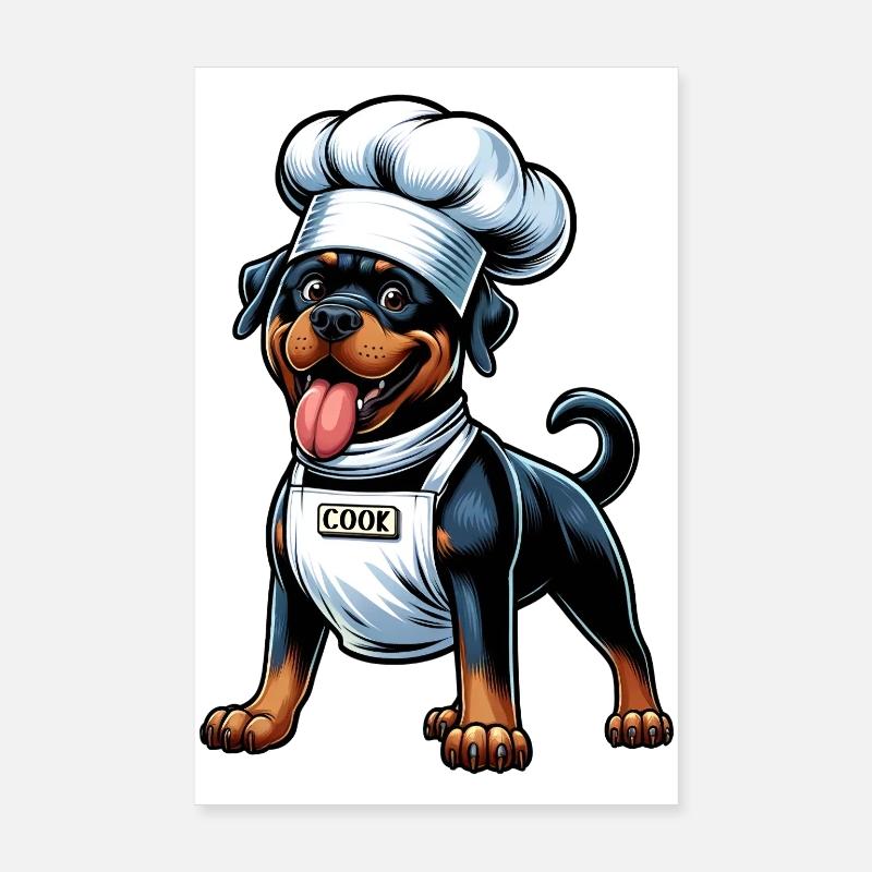 Rottweiler dog chef design Poster 8" x 12" (20x30 cm)