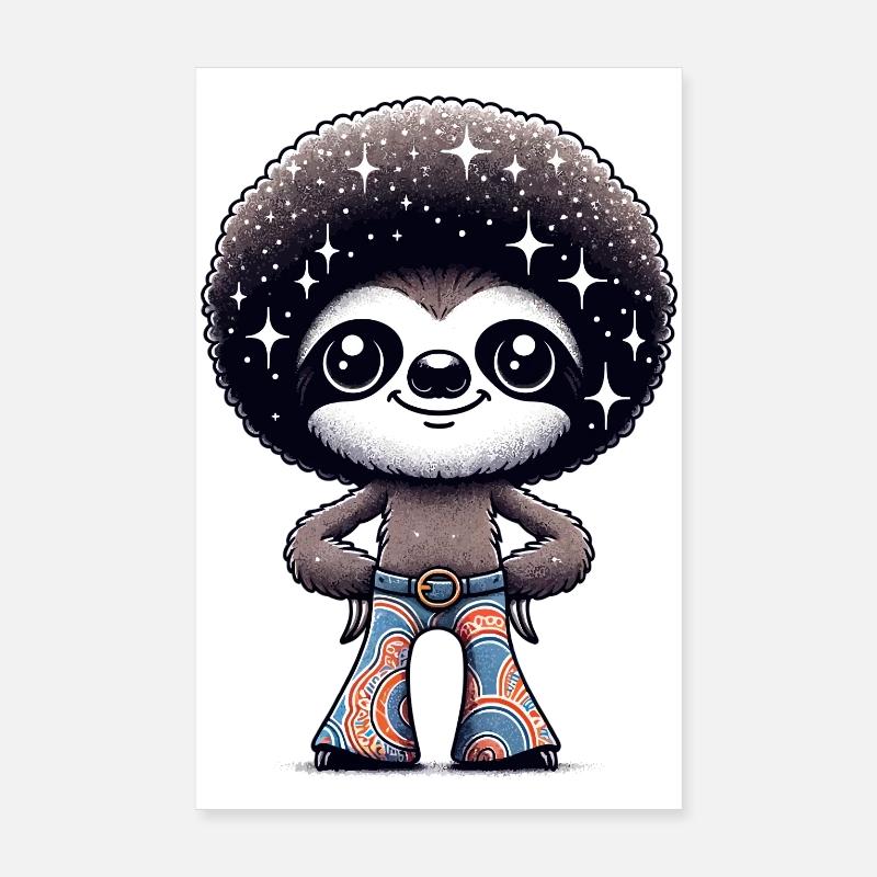 Disco Sloth: Starry Night Groover - Poster 8" x 12" (20x30 cm) - white