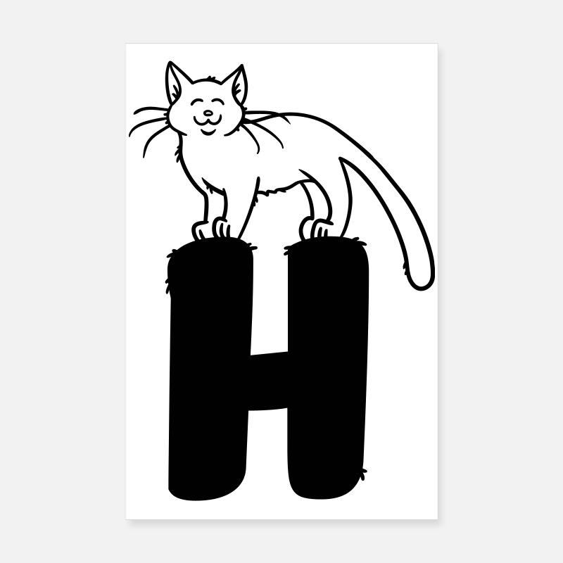 Lettre H chat Poster 20 x 30 cm