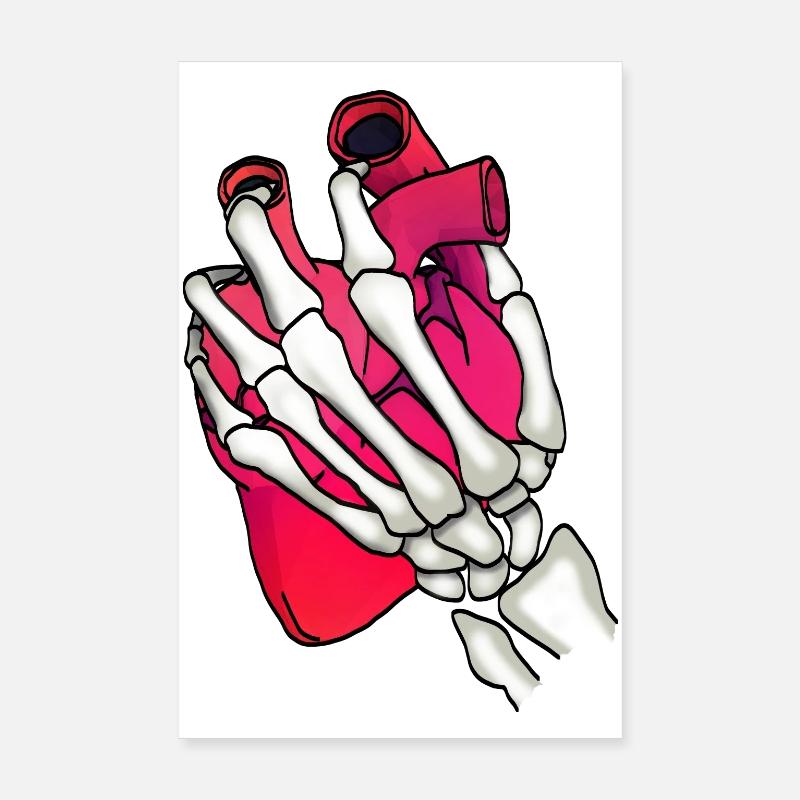 Coeur dans la main squelette Poster 20 x 30 cm