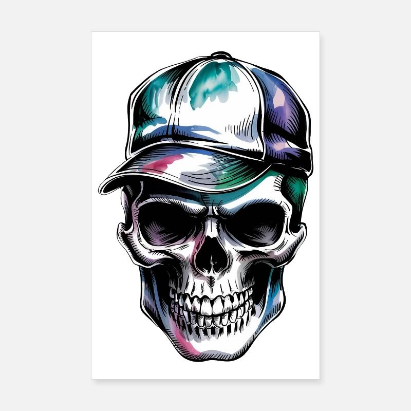 Schädel mit mütze Poster 20x30 cm