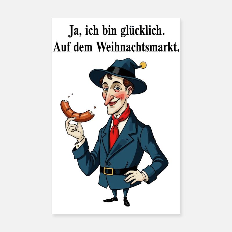 Heureux au marché de Noël Poster 20 x 30 cm