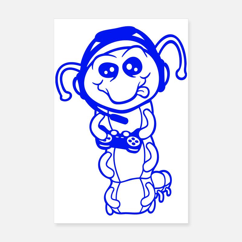 Gamer Raupe Nerd zocken Controller Konsole Spiel Poster 20x30 cm